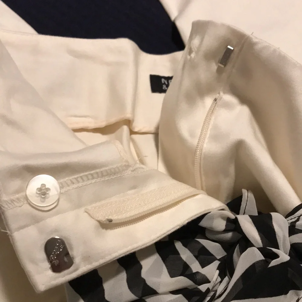 NWT New York & Company cream cuffed pants zebra patterned scarf belt Size 16 - Picture 9 of 9